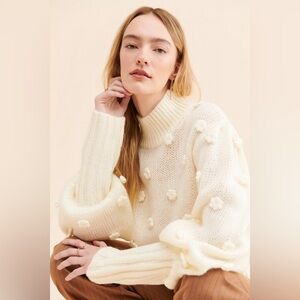 NWOT FARM RIO Handmade Flowers Embroidered Sweater XS